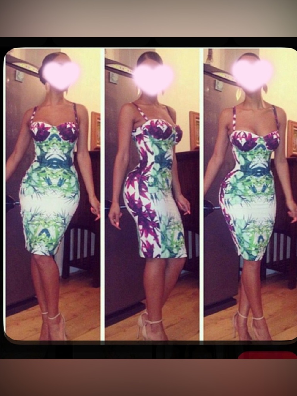 Strappy Tropical PrintPencil Skirt Dress in Green and White